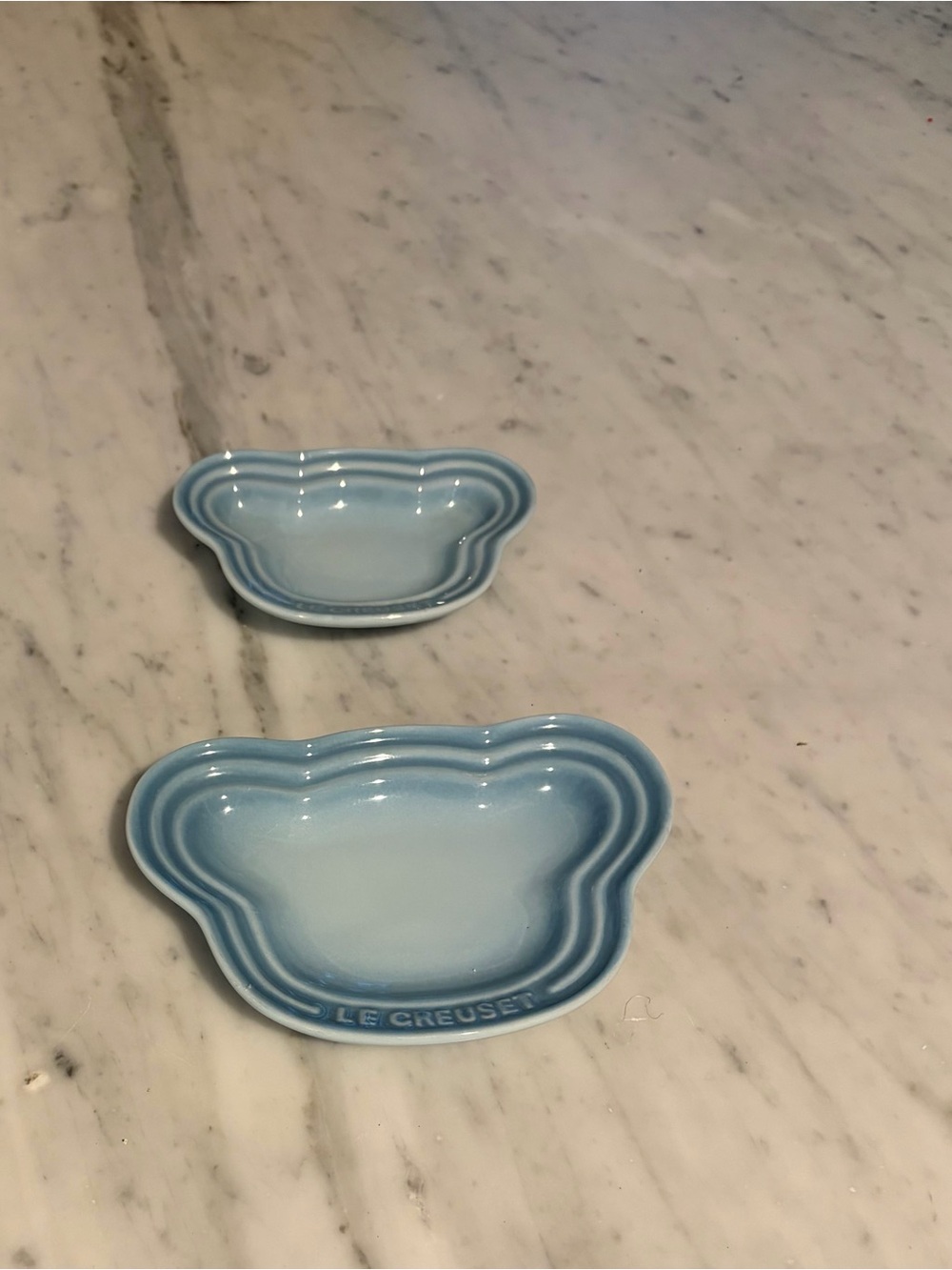 Le Creuset Blue Stoneware Bear Dishes Set of 2 NEW!